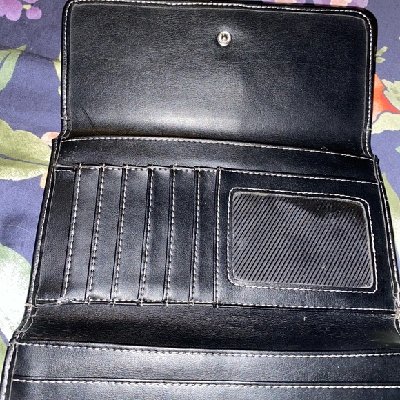 Coach trifold canvas black on tan with leather accents. - Picture 9 of 9